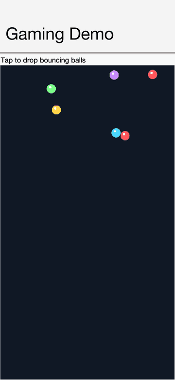 The gaming API physics demo, Box2D bodies driving sprites